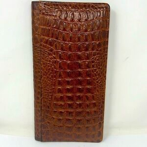 Raika Brown Croc Embossed Cowhide Leather Panoramic Photo Album - New